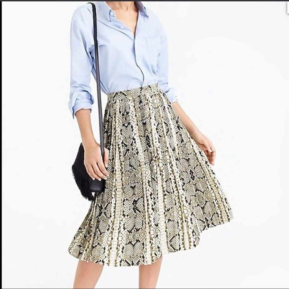 NWT J. Crew Pleated midi skirt in snakeskin print-M0587
